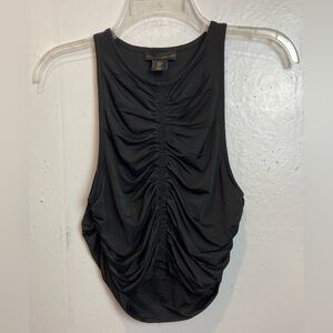 House of Harlow 1960 Ruched Cropped Top Womens S Black Tank Sleeveless